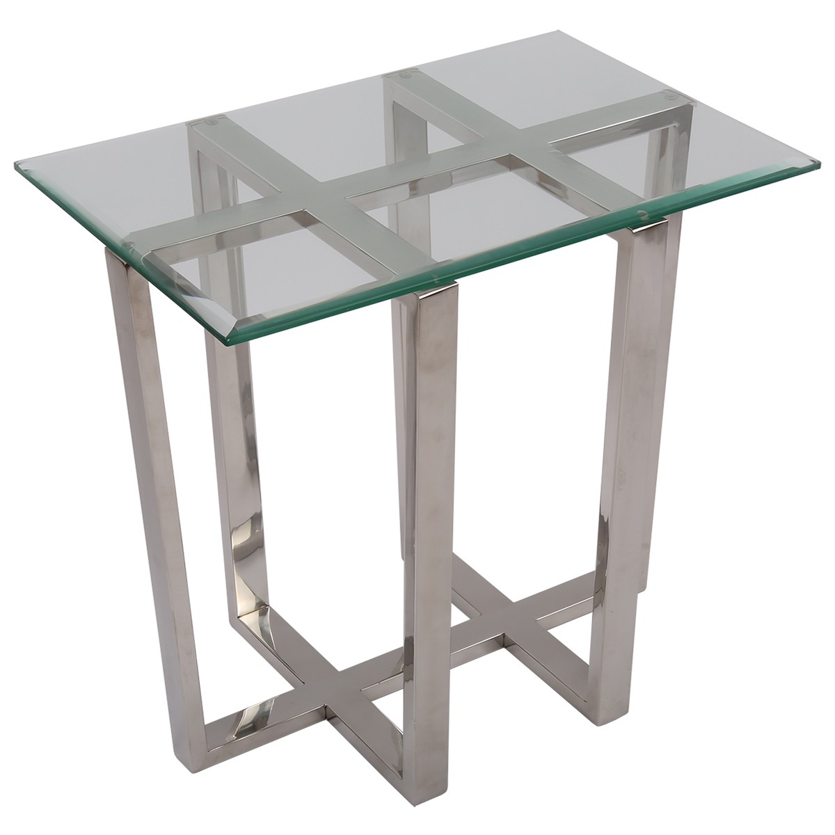 Beistelltisch rechteckig GlasMetall, Tisch Glas verchromt