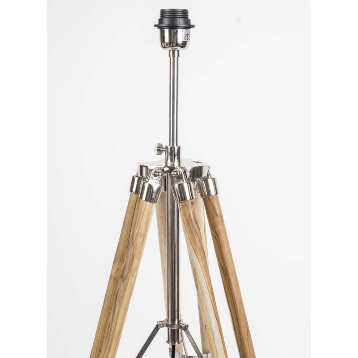 Stehlampe mit Lampenschirm grau, Stehlampe Dreifuß Naturholz