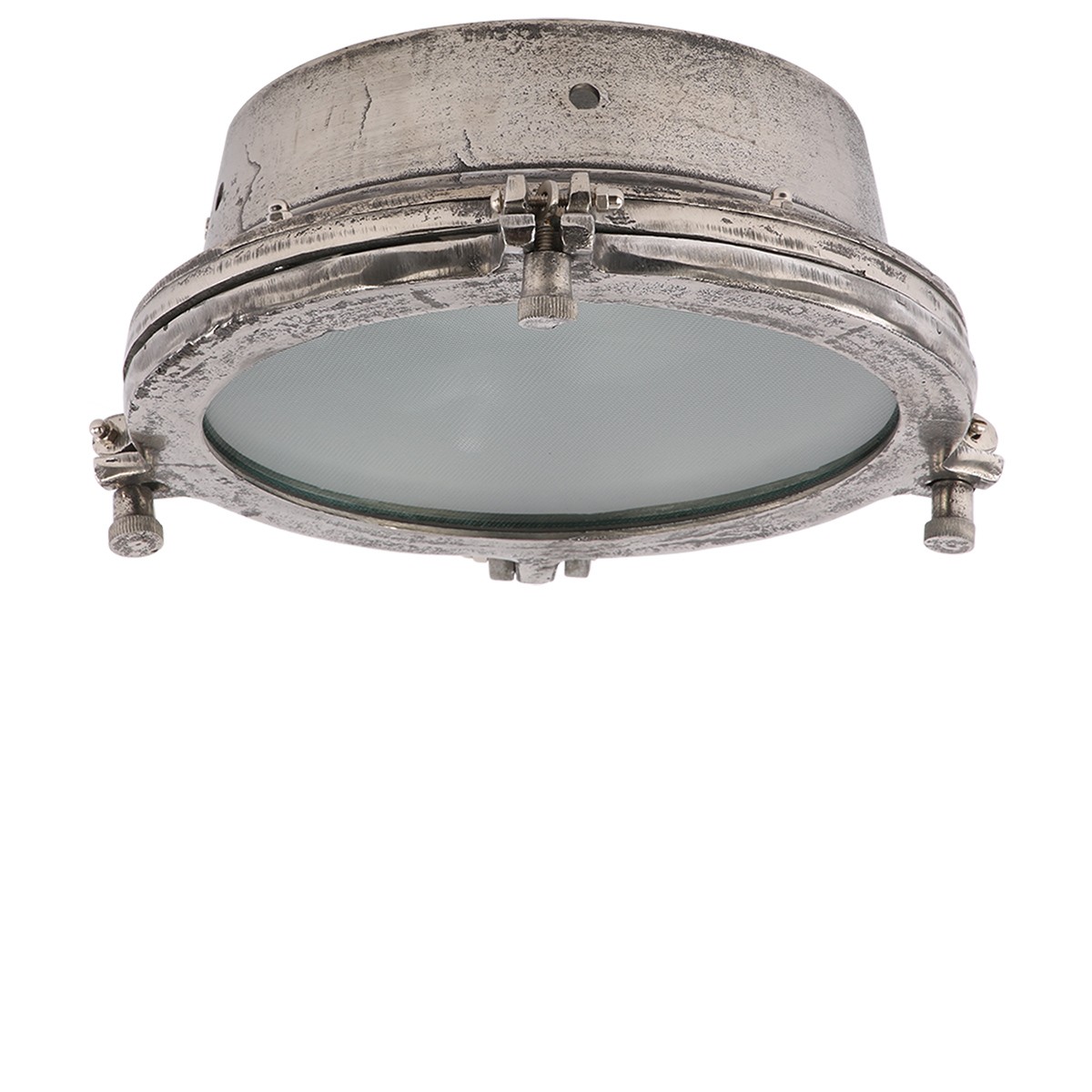 Deckenleuchte rund Industriedesign, Deckenlampe silber-antik Industrie, Durchmesser 32 cm