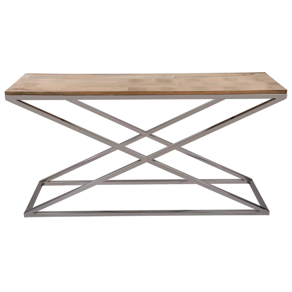 Sideboard Holz-Metall, Wandtiisch verchromt Metall Holzplatte, Breite 150 cm