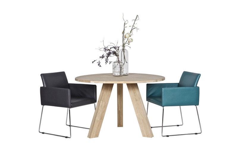 Tisch rund  Massivholz,  Esstisch rund Eiche Natur massiv, Durchmesser 129 cm