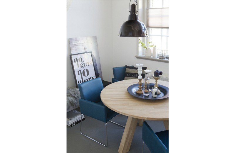 Tisch rund  Massivholz,  Esstisch rund Eiche Natur massiv, Durchmesser 129 cm