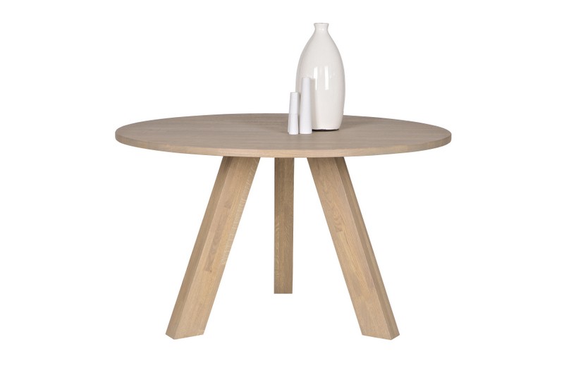 Tisch rund  Massivholz,  Esstisch rund Eiche Natur massiv, Durchmesser 129 cm