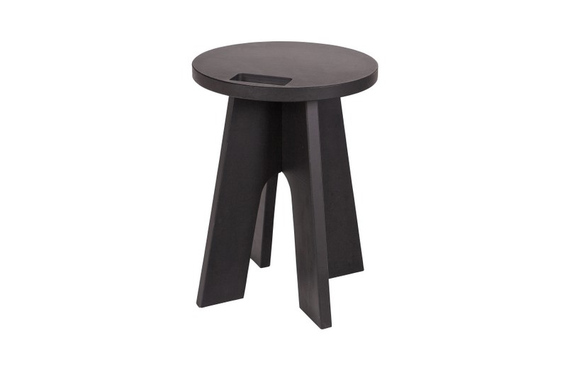 Tisch schwarz rund Massivholz,  Esstisch rund schwarz massiv, Durchmesser 129 cm