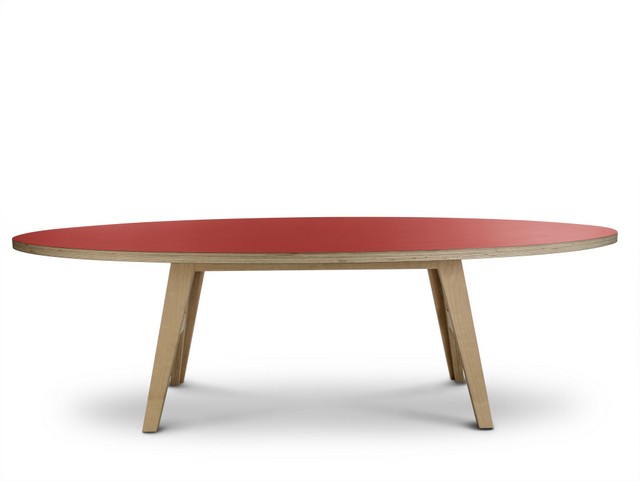 Ovaler design Tisch, Farbe rot