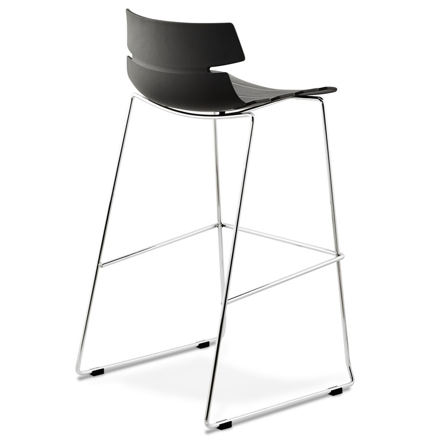 Barstuhl schwarz stapelbar , Barhocker stapelbar Metall Kunststoff, Sitzhöhe 77 cm