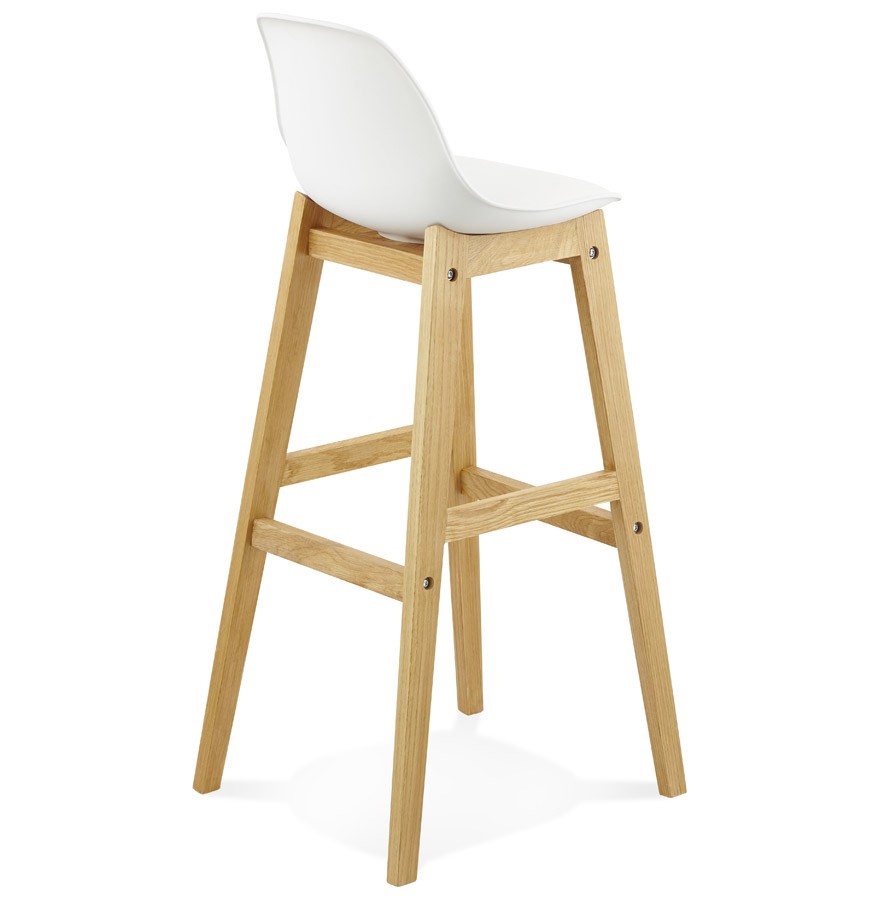 Barstuhl weiß Holzbeine, Tresenhocker weiß Kunststoff Holz, Sitzhöhe 79 cm 