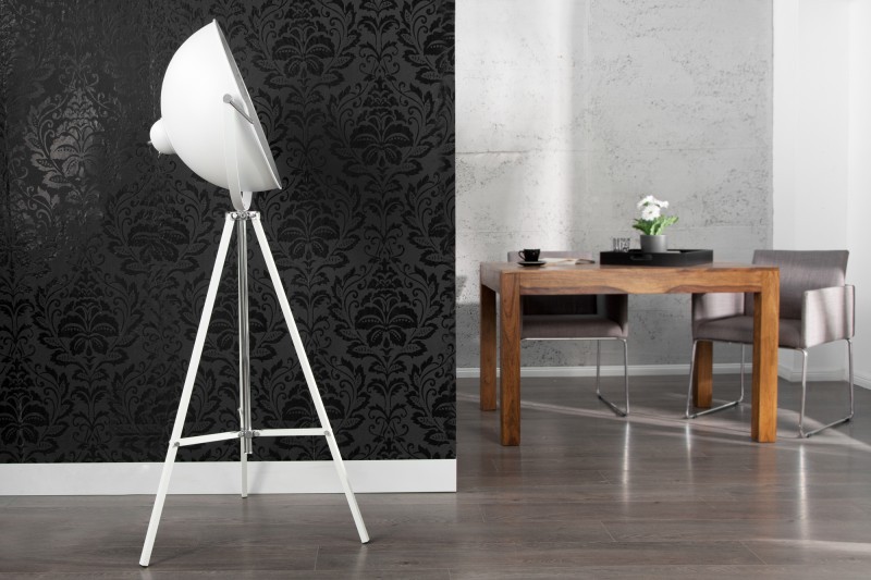 Stehleuchte Spot weiß-silber, Stehlampe weiß Industrie