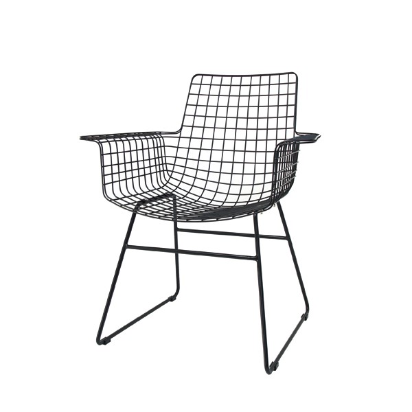 Stuhl Metall schwarz, Esszimmerstuhl schwarz, Stuhl mit Armlehne Metall