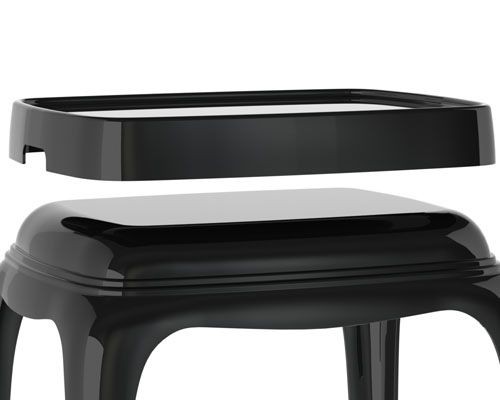 Beistelltisch schwarz Kunststoff, Hocker modern, Couchtisch schwarz