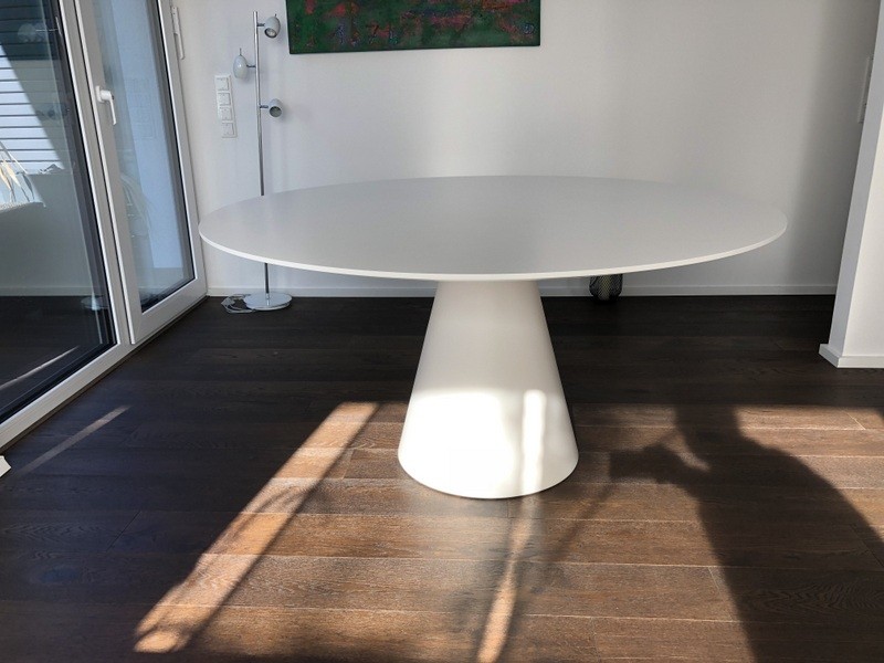 Tisch rund weiß, Esstisch weiß rund, Tisch weiß rund, Durchmesser 150 cm