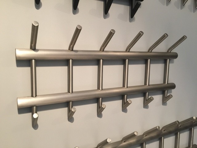 Wandgarderobe Edelstahl, Garderobe silber Edelstahl, Breite 67 cm