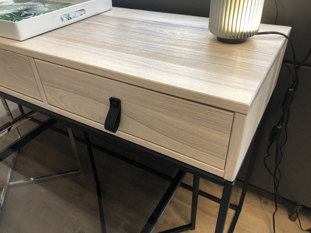 Schreibtisch Naturholz, Konsole Holz Metall, Wandkonsole, Wandtisch Holz Metall Gestell, Breite 140 cm