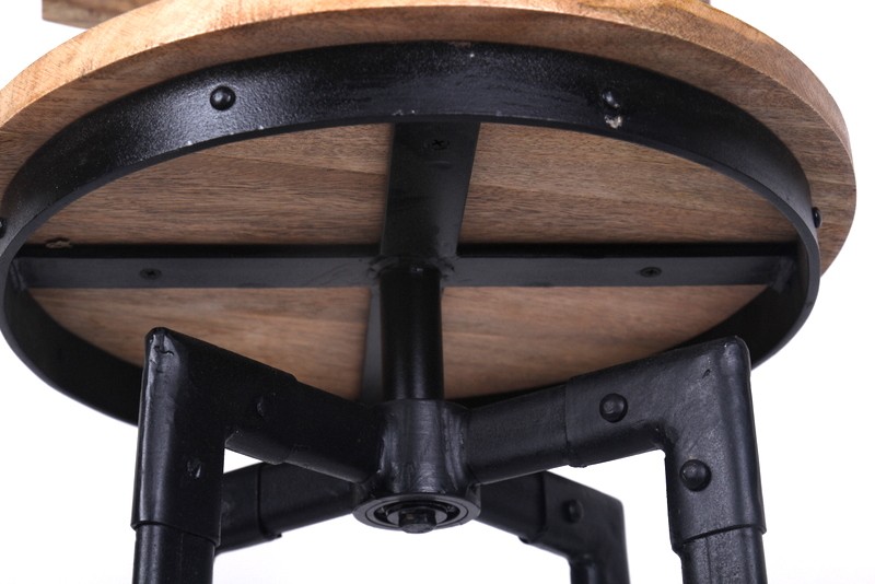 Barhocker aus Massivholz im Industriedesign, 76 cm Sitzhöhe