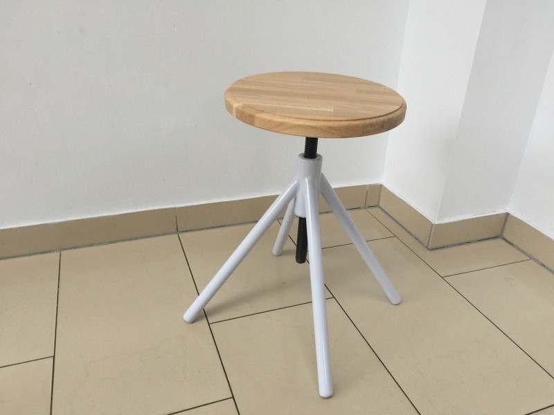 Hocker weiß verstellbar im Industriedesign, Sitzhöhe 41-62 cm