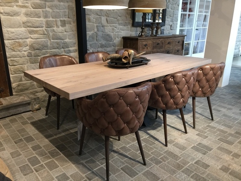 Esstisch Eiche Tischplatte, Tisch Eiche-Tischplatte Industriedesign,  Tischgestell aus Metall, Maße 260 x 100 cm 