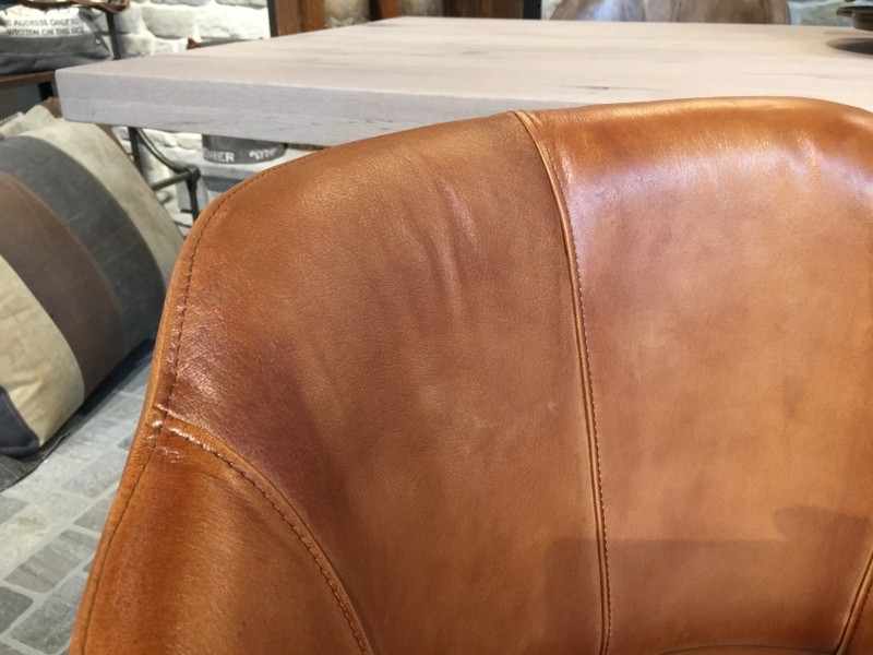 Stuhl cognac Echt-Leder-Bezug, Stuhl gepolstert Echtleder
