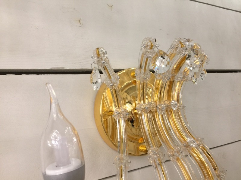 Wandleuchte Gold 10 armig, Wandlampe Gold-Glas, Breite 83 cm