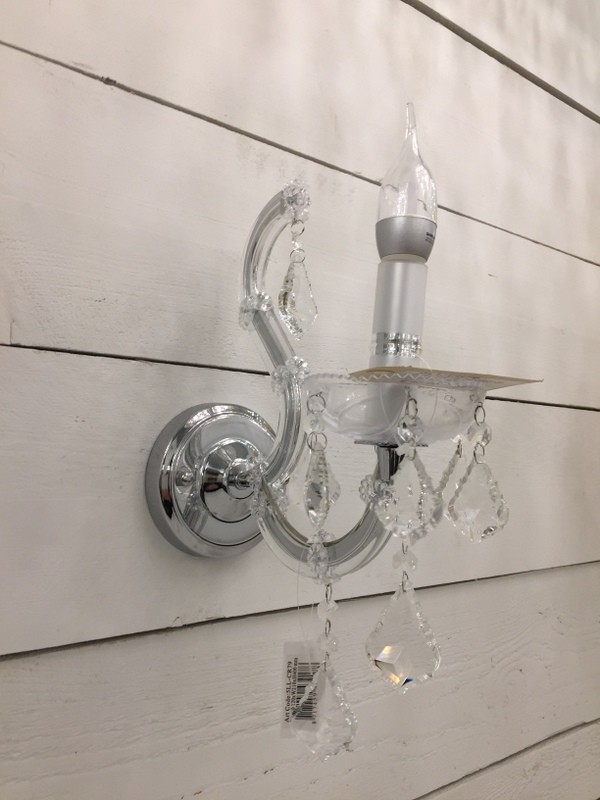 Kristall Wandleuchte Silber 1 armig, Wandlampe Silber-Glas, Breite 35 cm