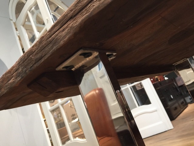 Esstisch Gestell silber Glasplatte, Tisch verchromte Tischbeine, Maße 200 x 100 cm 