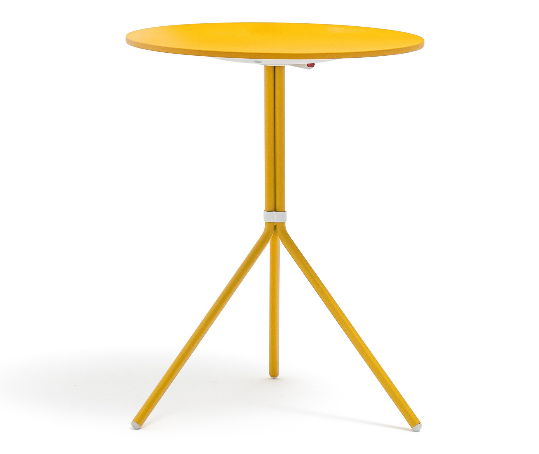 Bistrotisch rund gelb Metall, Mettaltisch rund gelb, Tisch klappbar Metall, Durchmesser 65 cm