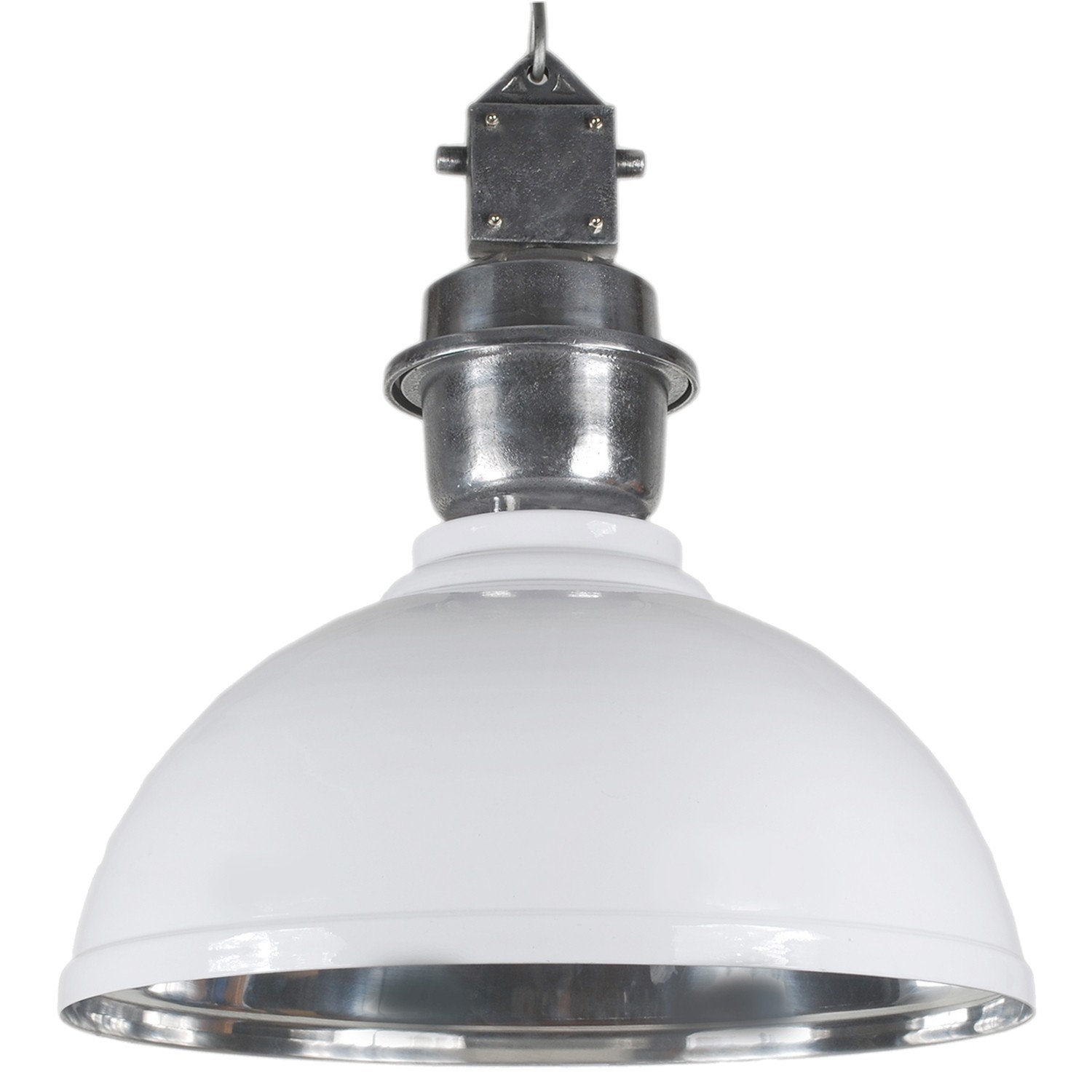 Pendelleuchte weiß - silber Industrie-Lampe, Hängelampe weiß Industrie, Durchmesser 52 cm
