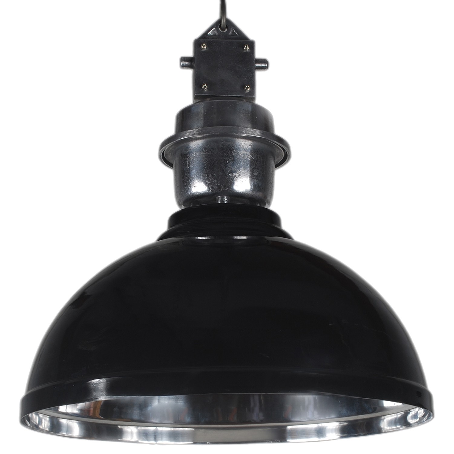 Pendelleuchte schwarz - silber Industrie-Lampe, Hängelampe schwarz Industrie, Durchmesser 52 cm