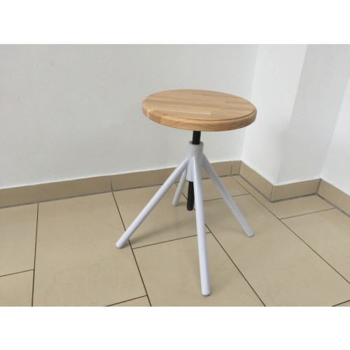 Hocker weiß verstellbar im Industriedesign, Sitzhöhe 41-62 cm - Möbel