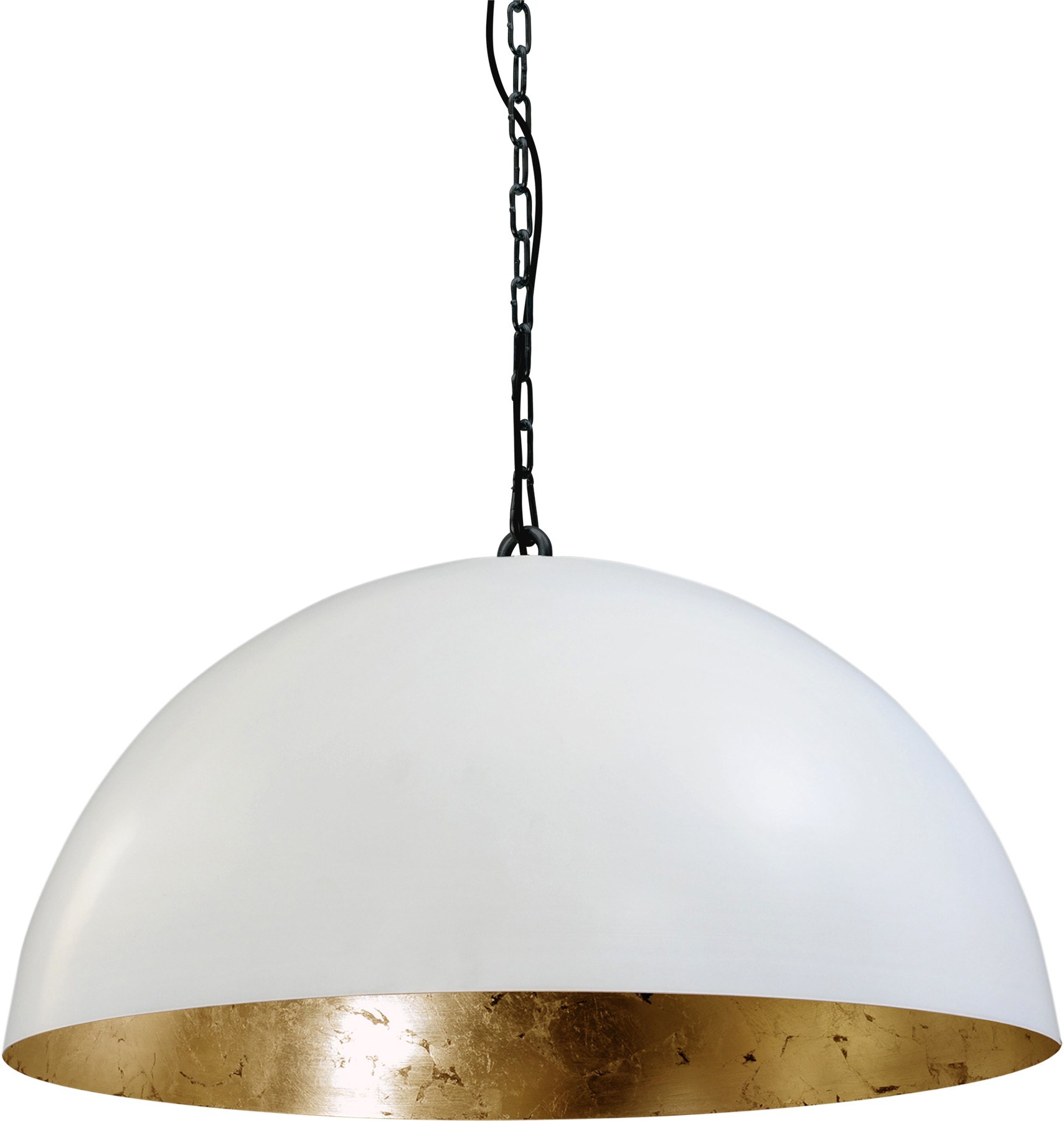 Pendelleuchte gold-weiß, Industrielampe/ Retro-style, Schirm-Ø: 80 cm