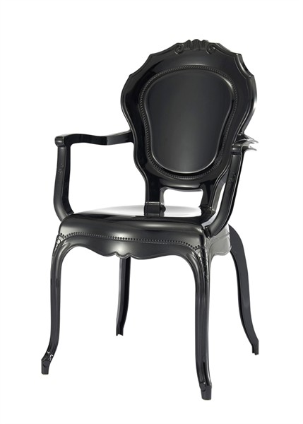 Stuhl mit Armlehne Barock schwarz aus Kunststoff