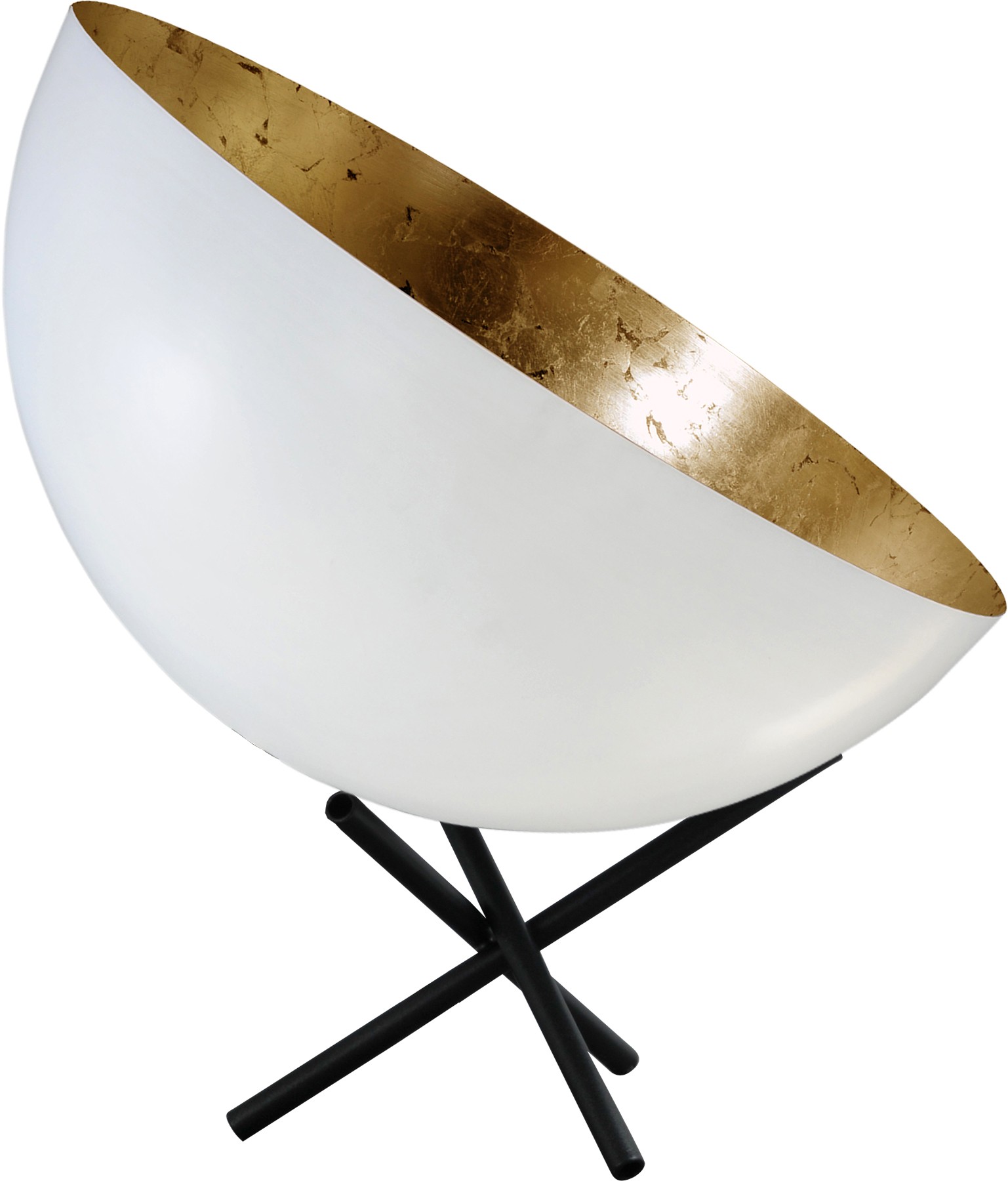 Stehleuchte/Strahler gold-weiß, Gestell schwarz, Industrielampe/ Retro-style, Schirm-Ø: 40 cm