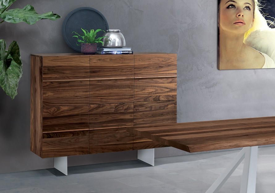 Highboard Walnuss furniert, Schrank, Breite 140 cm