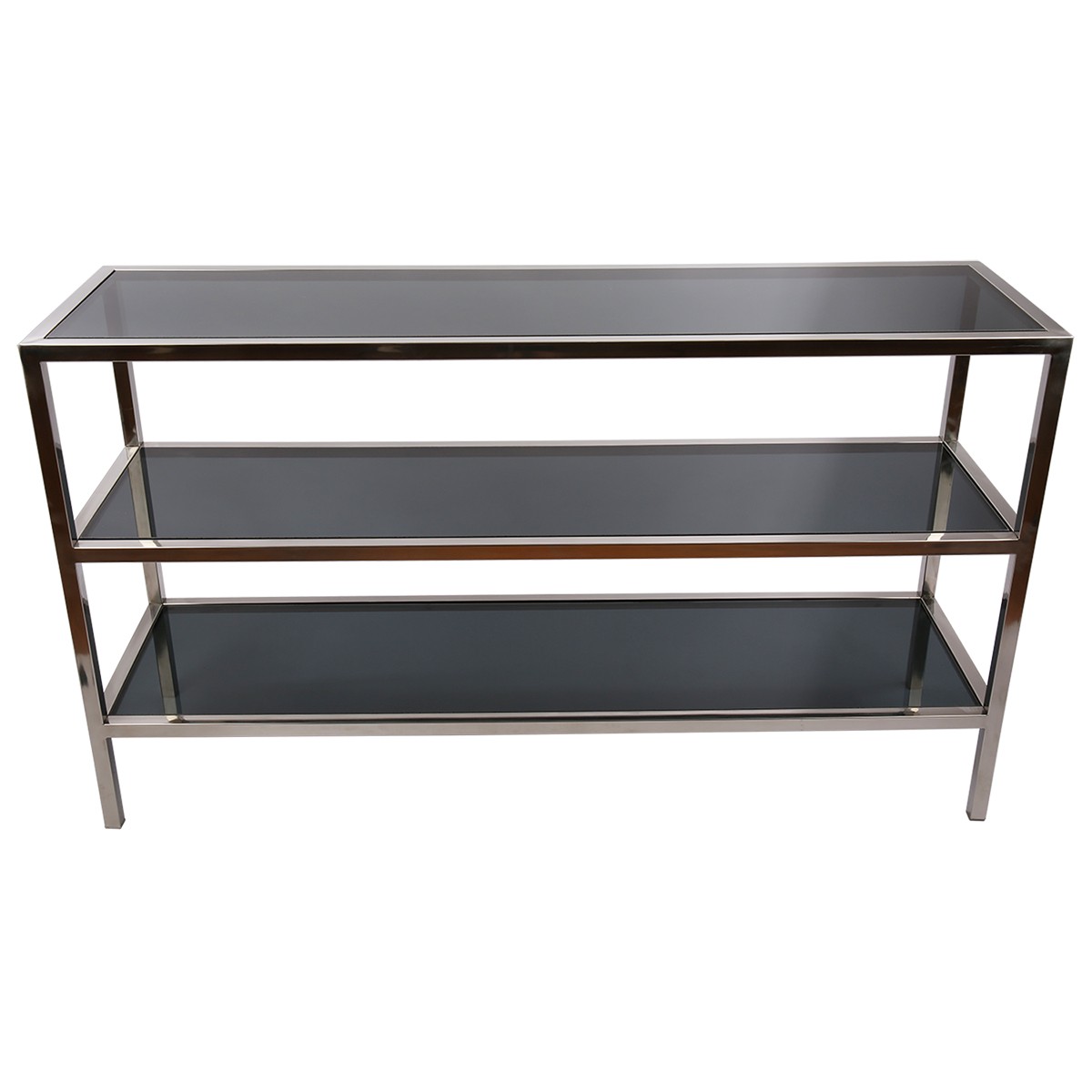 Sideboard Glas-Metall, Wandtiisch verchromt Metall Glasplatte, Breite 160 cm