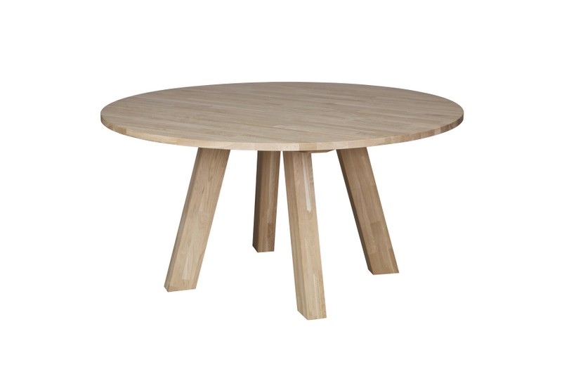 Tisch Natur-Eiche rund Massivholz,  Esstisch rund Massivholz, Durchmesser 150 cm