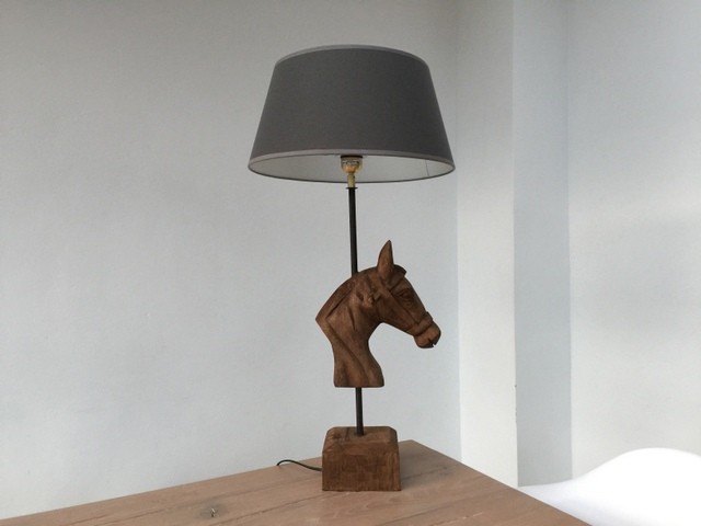 Tischleuchte Pferd mit Lampenschirm, Tischlampe mit Lampenschirm
