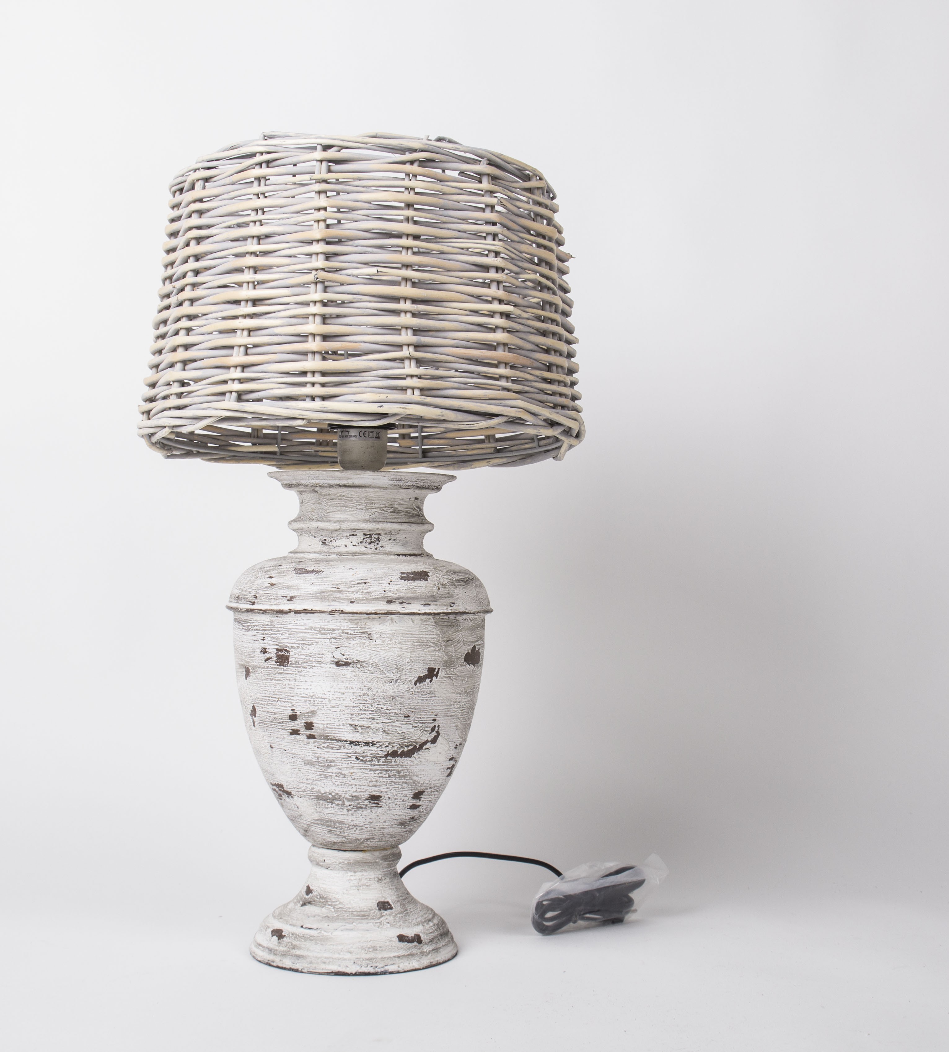 Tischlampe Vintage Mit Lampenschirm Rattan Tischleuchte Im