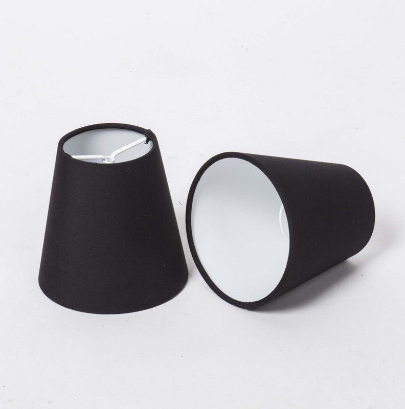KIemmschirm schwarz, Aufsteckschirm schwarz, Lampenschirm für Kronleuchter, Form rund Ø 11 cm