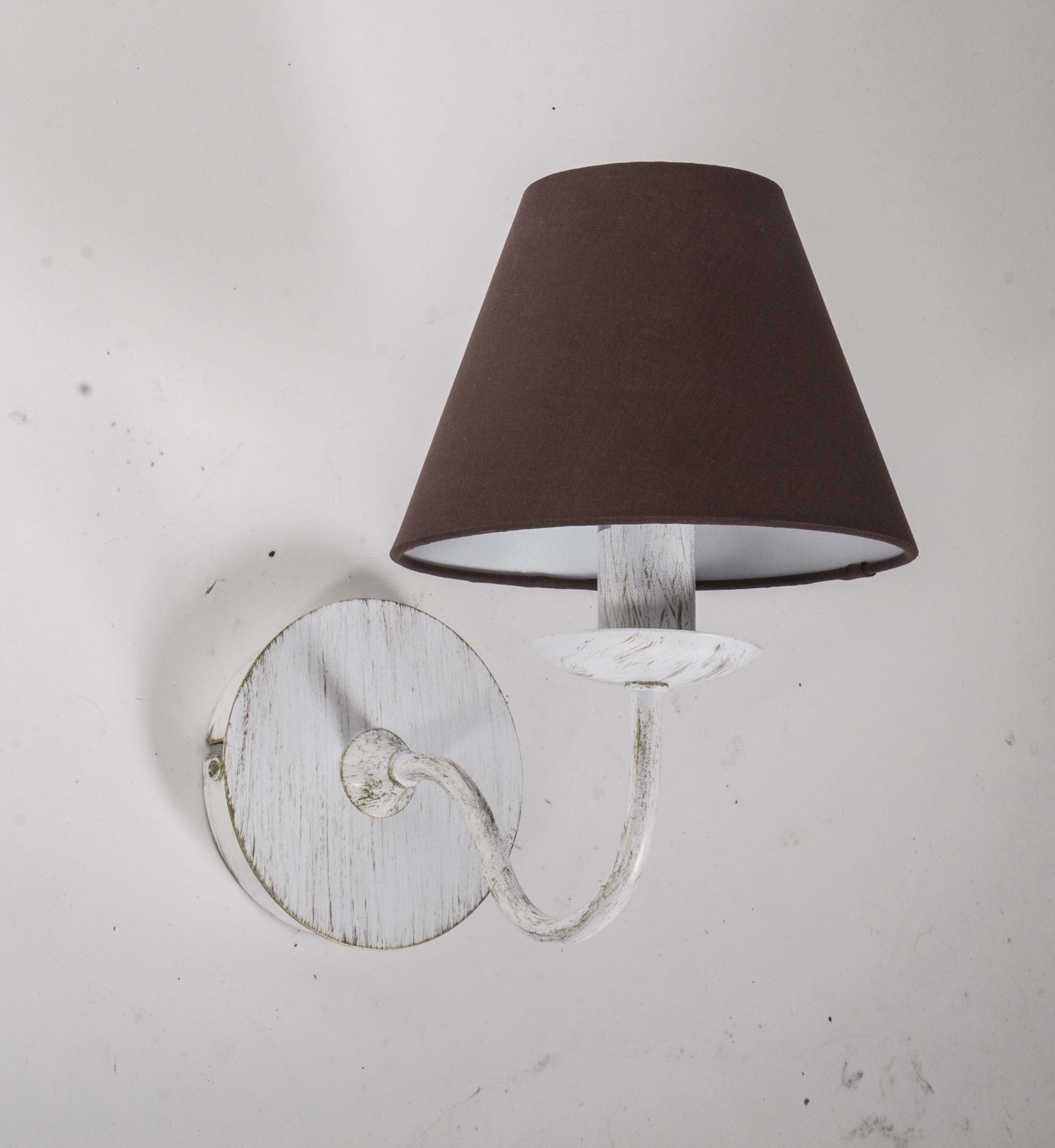 Wandleuchte Antik Weiss Mit Schirm Wandlampe Landhaus Braun