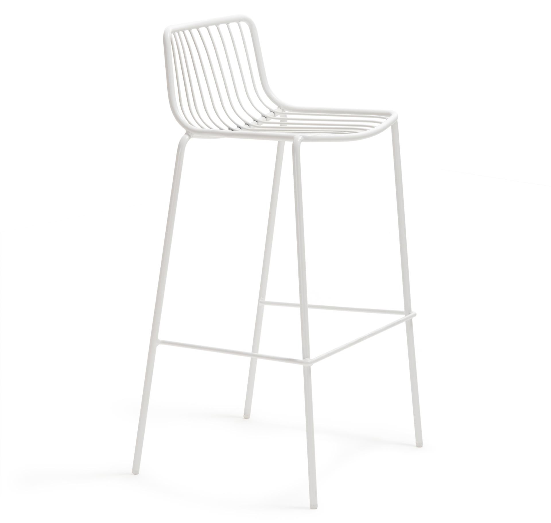 Barstuhl weiß Metall stapelbar,  Barhocker weiß Metall, Sitzhöhe 75 cm