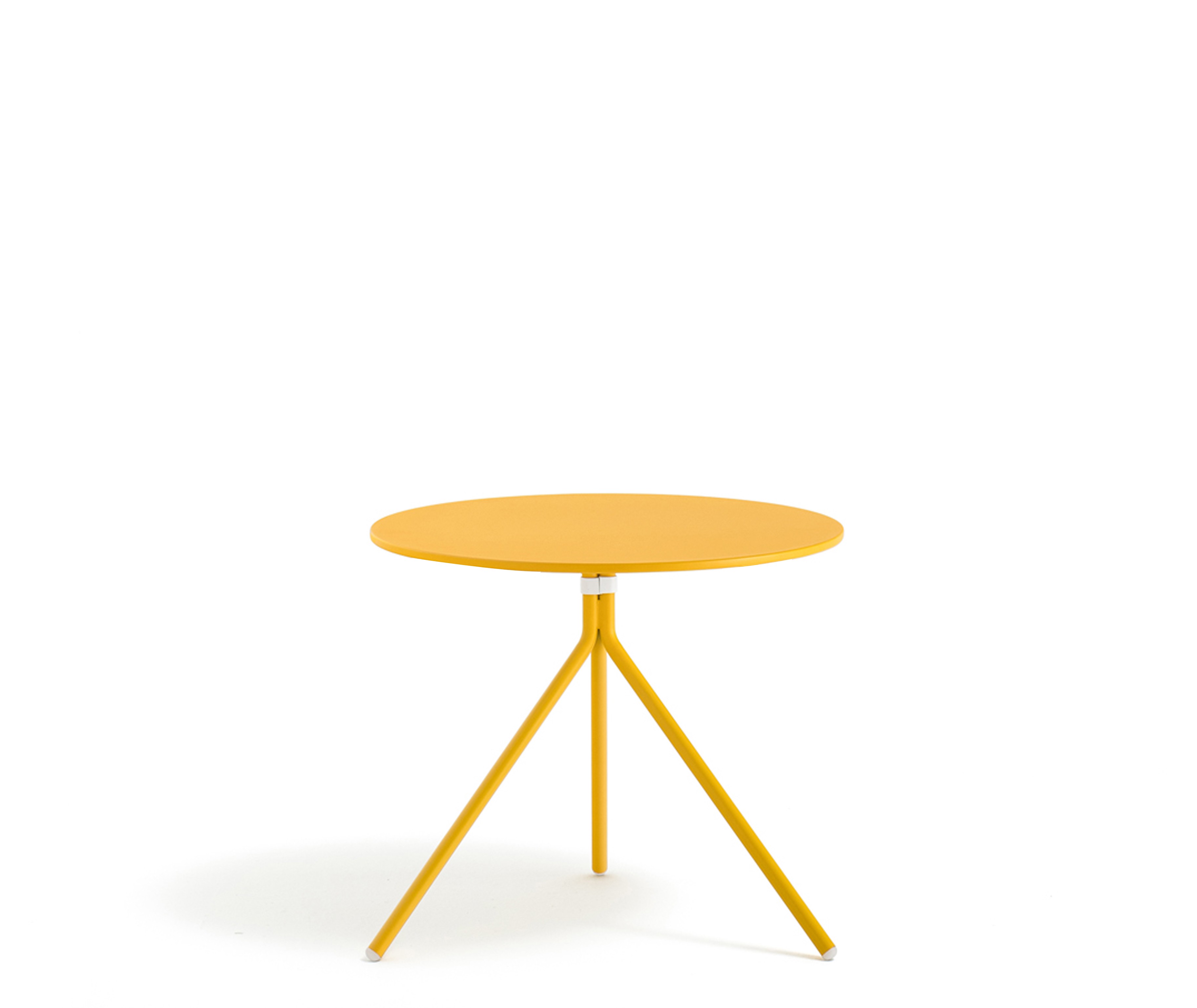 Beistelltisch rund gelb Metall, Mettaltisch rund gelb, Tisch klappbar Metall, Durchmesser 65 cm