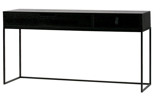 Schreibtisch schwarz, Konsole schwarz Holz Metall, Wandkonsole schwarz, Wandtisch Holz Metall Gestell, Breite 140 cm