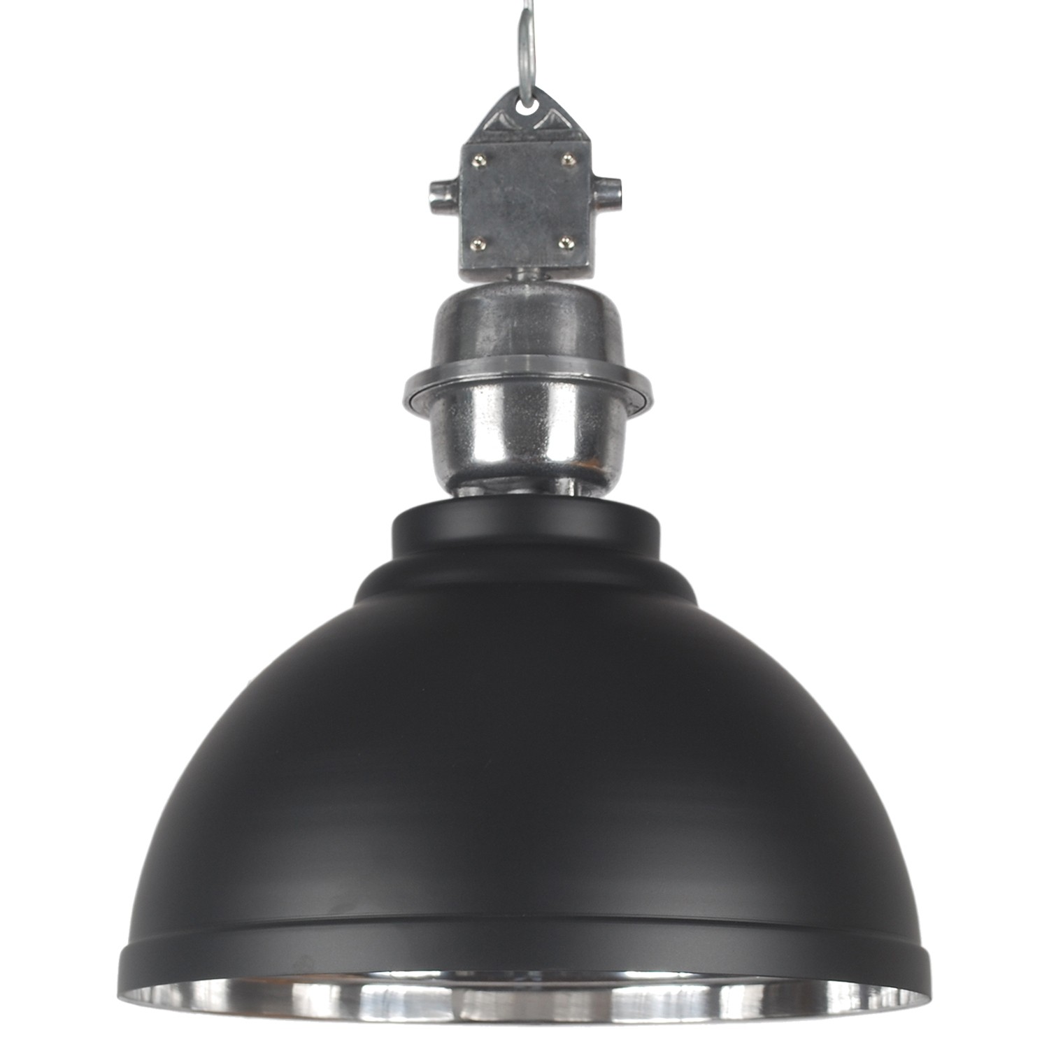 Pendelleuchte schwarz - silber Industrie-Lampe, Hängelampe schwarz Industrie, Durchmesser 42 cm