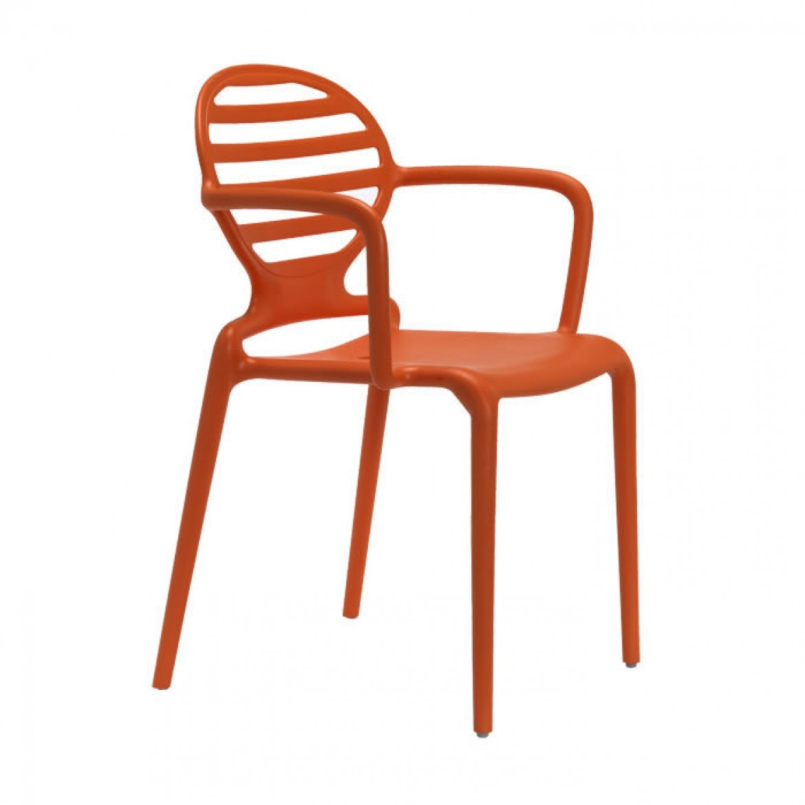 Gartenstuhl orange Kunststoff, Stuhl mit Armlehne orange für den Garten