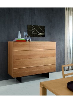 Highboard Eiche furniert, Schrank Eiche furniert, Breite 140 cm