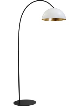 Stehleuchte gold-weiß, Fuß schwarz, Industrielampe/ Retro-style, Schirm-Ø: 40 cm