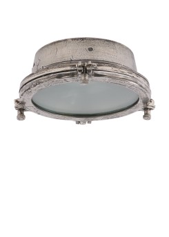 Deckenleuchte rund Industriedesign, Deckenlampe silber-antik Industrie, Durchmesser 32 cm