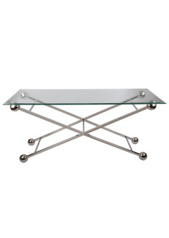 Sideboard Glas-Metall, Wandtiisch verchromt Metall Glasplatte, Breite 160 cm
