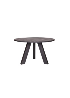 Tisch rund schwarz Massivholz,  Esstisch rund schwarz Eiche massiv, Durchmesser 129 cm