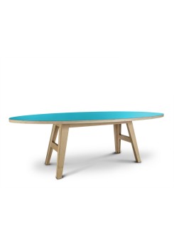 Ovaler design Tisch, Farbe türkis