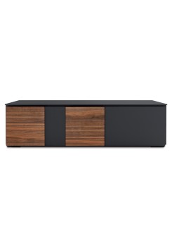 Lowboard schwarz-walnuss, TV Schrank mit vier Türen, 180 cm